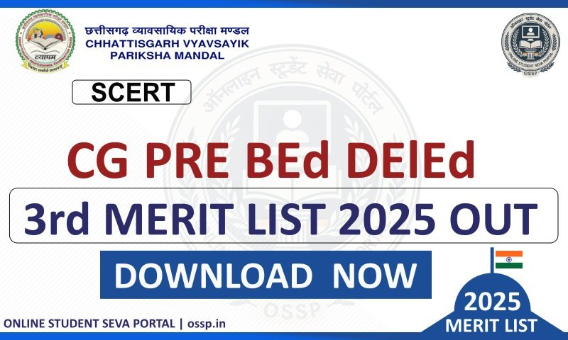 CG PRE BEd DElEd 3rd MERIT LIST 2025