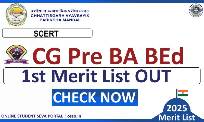 CG Pre BA BEd 1st Merit List 2025